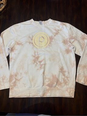 Pure Barre Tie-Dye Crewneck Sweatshirt - Pink & Cream with Logo